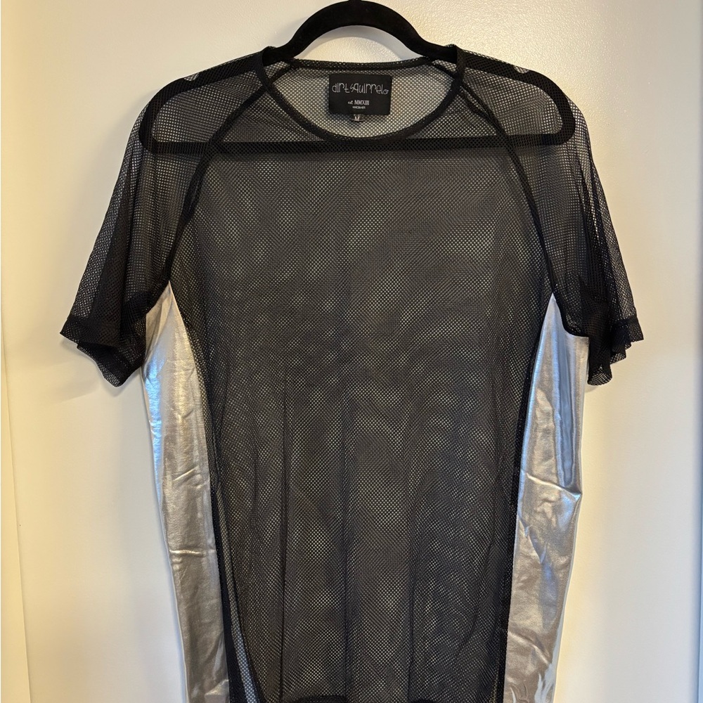 Black Mesh Top with Silver Accents